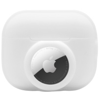 2в1 силиконов защитен калъф за AirPods Pro 2 (2022) / AirTag 1 / 2 - бял