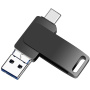 Флашка 3в1 с конектор USB 3.0 / lightning / USB-C - 16GB - черен
