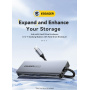 ESSAGER ES-HB01 6в1 hub - SSD disk / HDMI / 2x USB-C / 2x USB-A към USB-C - тъмносив