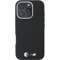 BMW M Kevlar Metal Logo калъф за iPhone 16 Pro Max - черен