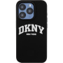 DKNY Arch Logo силиконов калъф с MagSafe за iPhone 15 Pro Max - черен