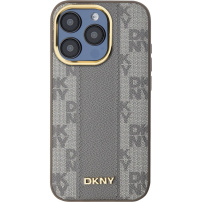 DKNY Checkered Pattern кейс с MagSafe за iPhone 15 Pro - бежов