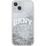 DKNY Liquid Glitter Arch Logo калъф за iPhone 15 - сребърен