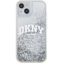 DKNY Liquid Glitter Arch Logo калъф за iPhone 15 - сребърен