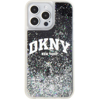 DKNY Liquid Glitter Arch Logo калъф за iPhone 15 Pro - черен