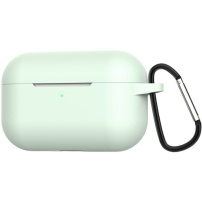 Силиконов калъф с карабинер за AirPods Pro - светлозелен