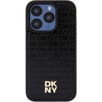 DKNY Repeat Pattern Stack Logo калъф с MagSafe за iPhone 15 Pro Max - черен