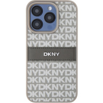 DKNY Repeat Pattern Tonal Stripe калъф за iPhone 14 Pro - бежов