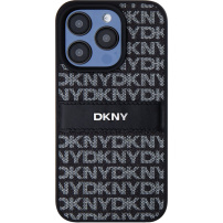 DKNY Repeat Pattern Tonal Stripe калъф за iPhone 15 Pro - черен