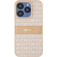 DKNY Repeat Pattern Tonal Stripe калъф за iPhone 15 Pro - розов
