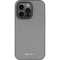 DKNY Silver Metal Logo кейс с MagSafe за iPhone 14 Pro - сив