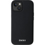 DKNY Silver Metal Logo кейс с MagSafe за iPhone 15 - черен