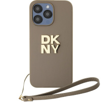 DKNY Stack Logo кейс с каишка за iPhone 14 Pro Max - бежов