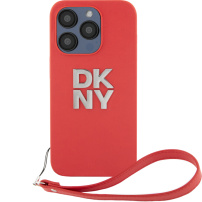 DKNY Stack Logo кейс с каишка за iPhone 15 Pro - червен