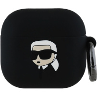 Karl Lagerfeld 3D Logo NFT Karl Head силиконов калъф за AirPods 4 / 5 - черен