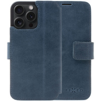 FIXED ProFit кожен флип калъф за iPhone 15 Pro - тъмно син