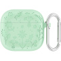 Силиконов калъф с десен на цветя за AirPods 4 / 5 - зелен