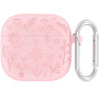 Силиконов калъф с десен на цветя за AirPods 4 / 5 - розов