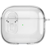 Прозрачен калъф със закопчалка и карабинер за AirPods 4 / 5 - прозрачен