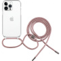FIXED Pure Neck прозрачен калъф с връзка за iPhone 13 Pro - розов