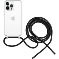 FIXED Pure Neck прозрачен калъф с връзка за iPhone 14 Pro - черен