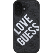 Guess 4G Big Love Logo Cover с MagSafe за iPhone 16 - Сив