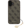 Guess Калъф 4G Charms за iPhone 16 - кафяв