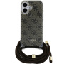 Guess 4G IML Printed Crossbody Case with Lanyard за iPhone 16 - Кафяв