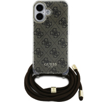 Guess 4G IML Printed Crossbody Case with Lanyard за iPhone 16 - Кафяв