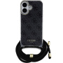 Guess 4G IML Printed Crossbody Case with Lanyard за iPhone 16 - Сив