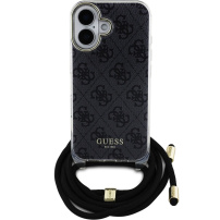 Guess 4G IML Printed Crossbody Case with Lanyard за iPhone 16 - Сив