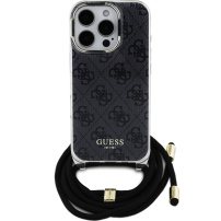 Guess 4G IML Printed Crossbody Case with Lanyard за iPhone 16 Pro - Сив