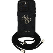 Guess 4G метален кейс с лого Crossbody с въже за iPhone 16 Pro - сив