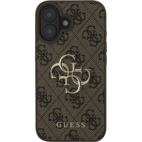 Guess 4G Metal Logo cover за iPhone 16 Plus - кафяв
