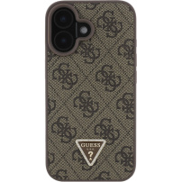 Guess 4G Strass Triangle Metal Logo Cover за iPhone 16 - кафяв