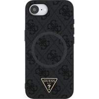 Guess 4G Strass Triangle Metal Logo калъф с MagSafe за iPhone 16e / 17e - сив