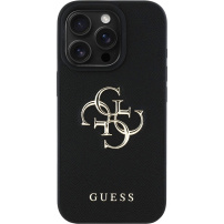 Guess Grained 4G Metal Logo Case за iPhone 16 Pro - черен