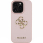 Guess Grained 4G Metal Logo Case за iPhone 16 Pro - Розов