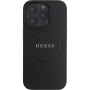 Guess Grained Classic Logo Cover с MagSafe за iPhone 16 Pro Max - черен
