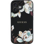 Guess Калъф Grained Magnolia Flower Pattern и MagSafe за iPhone 16 - черен