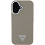 Guess Калъф Grained Triangle Logo Cover с MagSafe за iPhone 16 - Кафяв