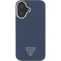 Guess Капак Grained Triangle Logo Cover с MagSafe за iPhone 16 - Тъмно син