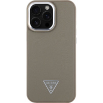 Guess Калъф Grained Triangle Logo Cover с MagSafe за iPhone 16 Pro - кафяв