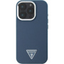 Guess Калъф Grained Triangle Logo Cover с MagSafe за iPhone 16 Pro Max - Тъмно син