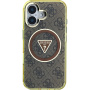 Guess Калъф IML 4G Glitter and Triangle Logo с MagSafe за iPhone 16 - кафяв