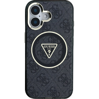 Guess Калъф IML 4G Glitter and Triangle Logo с MagSafe за iPhone 16 - сив