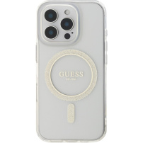 Guess IML Glitter Ring Cover с MagSafe за iPhone 16 Pro - Clear