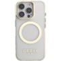 Guess IML Gold Outline кейс със сгъваема стойка и MagSafe за iPhone 16 Pro - прозрачен
