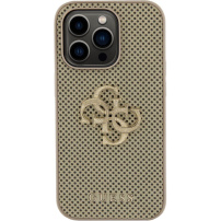 Guess Perforated 4G Glitter Metal Logo кейс за iPhone 14 Pro Max - златен