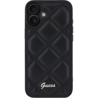 Guess Капитониран калъф за iPhone 16 - черен
